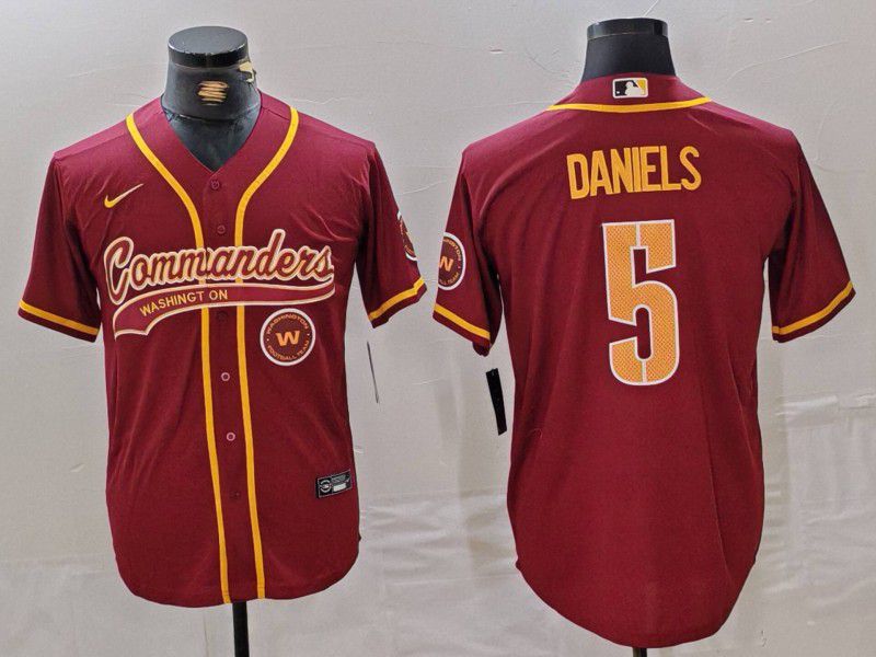 Men Washington Commanders #5 Daniels Red Joint Name 2024 Nike Limited NFL Jersey style 1->washington commanders->NFL Jersey